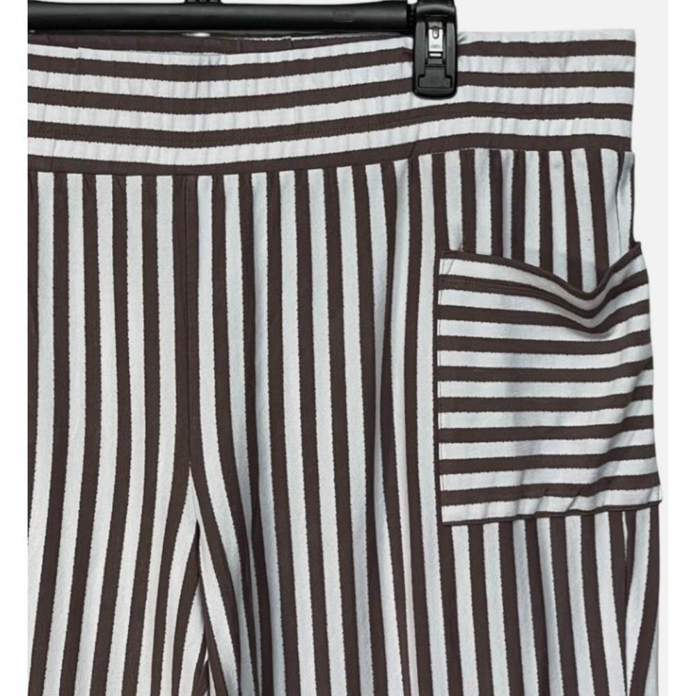 AnyBody Brown White Vertical Striped Loungewear Pants XL A393062 Relaxed Fit - Picture 8 of 11